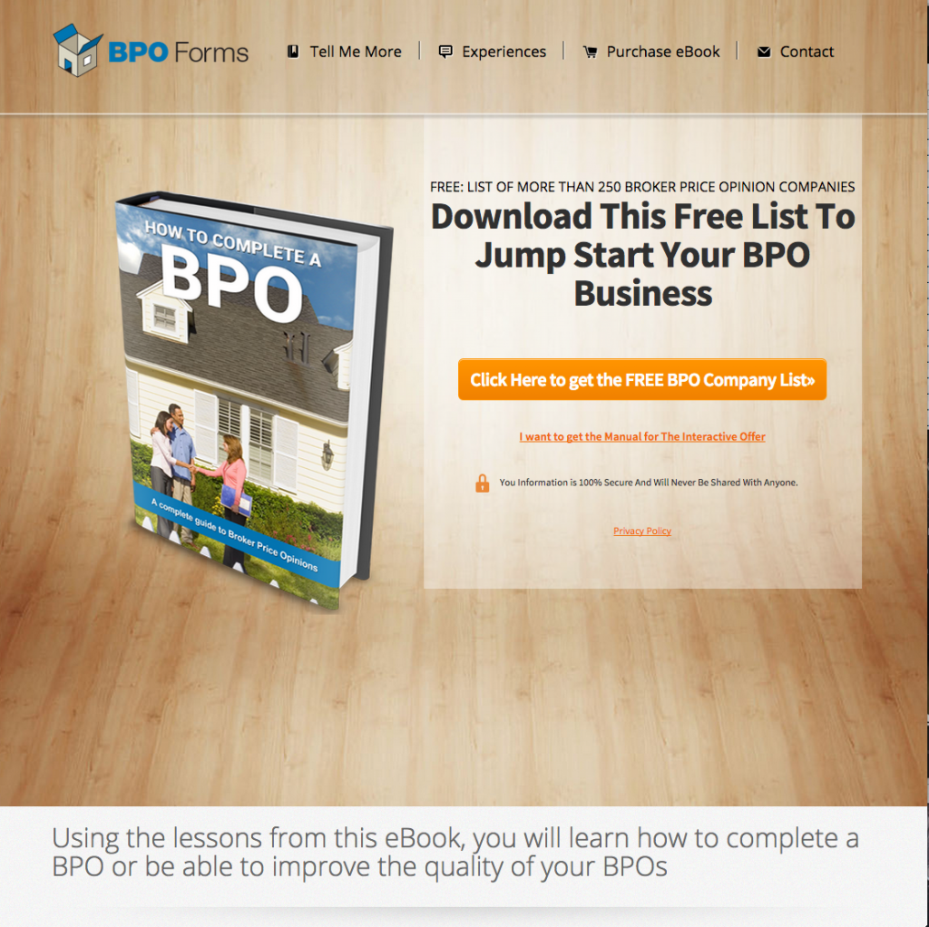 Our first online course - bpo lead page