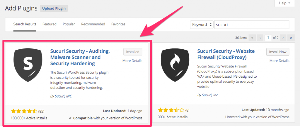 Install Sucuri to Secure WordPress