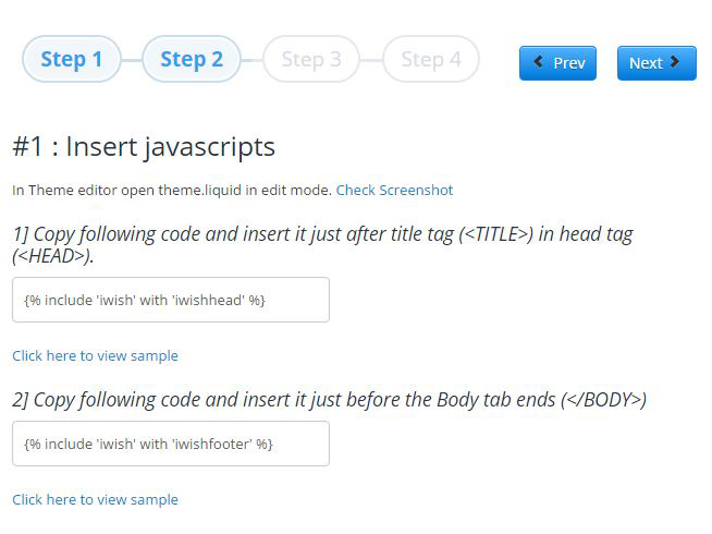 step 1 of installing the shopify app for a wishlist