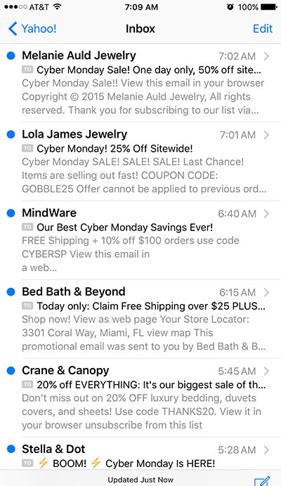 cyber monday online store emails